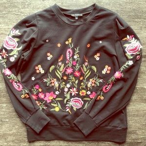 Embroidered black top